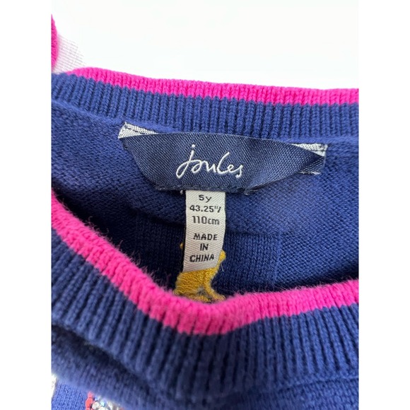 Joules Navy Sweater with Sequins Girls Crew Neck Size 5 School Party Colorful - Picture 7 of 7